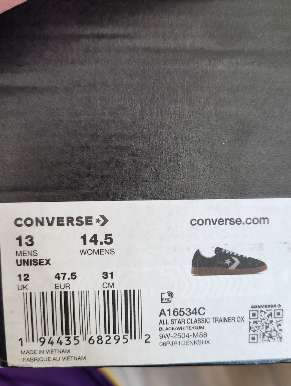 Converse Black Suede Low-Top Sneakers with White Star A16534 - Picture 2 of 5